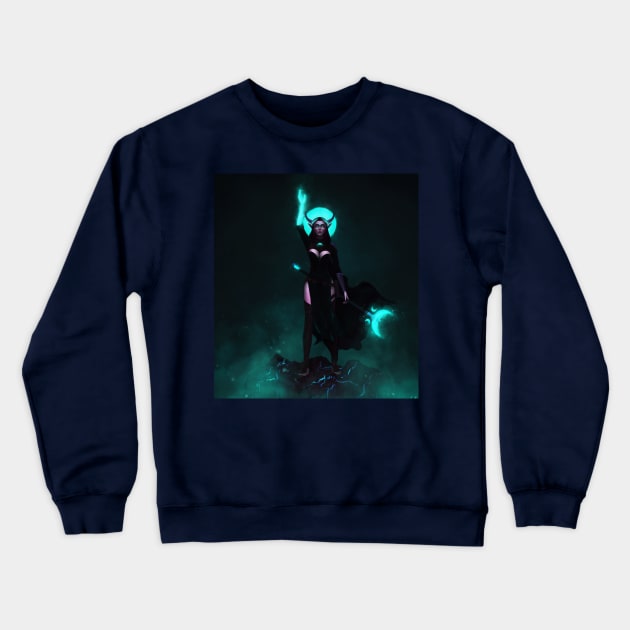 Necromancer Witch Elf Girl Crewneck Sweatshirt by Purplehate